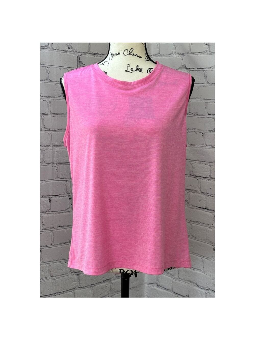 Avia Women’s Pink Heathered Performance Tank Top (Size L)